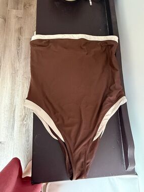 A&F Marina One-Piece Swimsuit - Brown and Cream